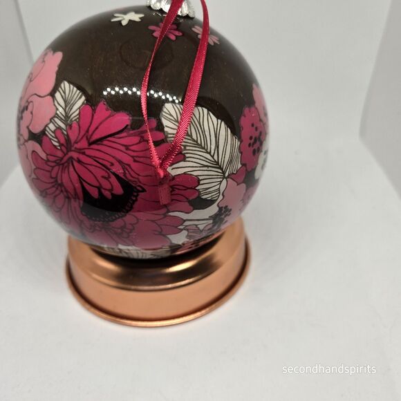 Vera Bradley 2011 Mocha Rouge Glass Ball Ornament Christmas W Box - Picture 7 of 7